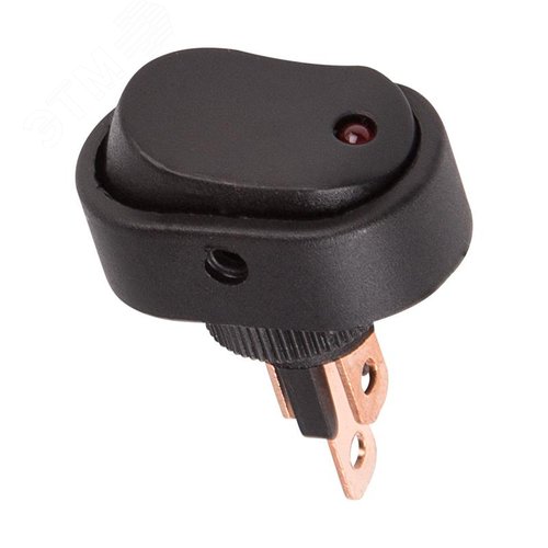 Выключатель клавишный 12V 20А (3с) ON-OFF черный ОВАЛ с красной LED подсветкой | 36-2670 | REXANT - REXANT