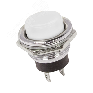Выключатель-кнопка металл 250V 2А (2с) (ON)-OFF ?16.2 белая | 36-3355 | REXANT