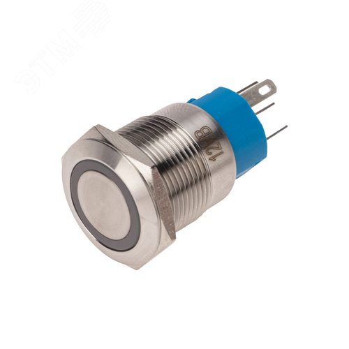 Кнопка антивандальная ?19 12В Фикс (5с) ON-OFF/OFF-ON подсв/синяя | 36-3421 | REXANT