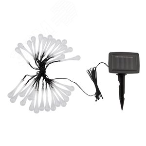 Каскад Lamper Сталактит LED 5 м с аккумулятором и выносной солнечной панелью 1 м, IP65, 2 режима работы мигание и постоянное теплое белое свечение - REXANT