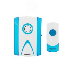 Звонок беспроводной дверной 32 мелодии 100м кнопка IP44 белый/синий RX-3 - REXANT