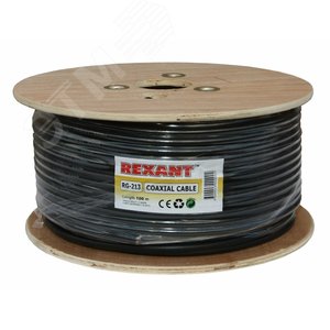 Кабель RG-213 (50 Ом), Cu/Cu 96 % (бухта 100 м) черный | 01-2041 | REXANT - фото 2