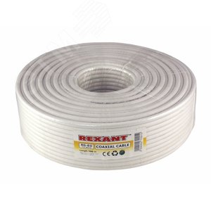 Кабель RG-6U+CU, (64%), 75 Ом, 100м., белый | 01-2221 | REXANT - фото 2