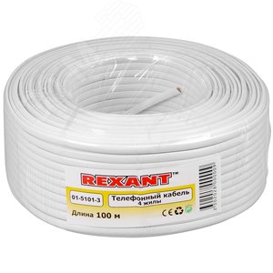 Rexant Телефонный кабель ШТЛП 4 жилы CCA, белый, 100м - фото 2