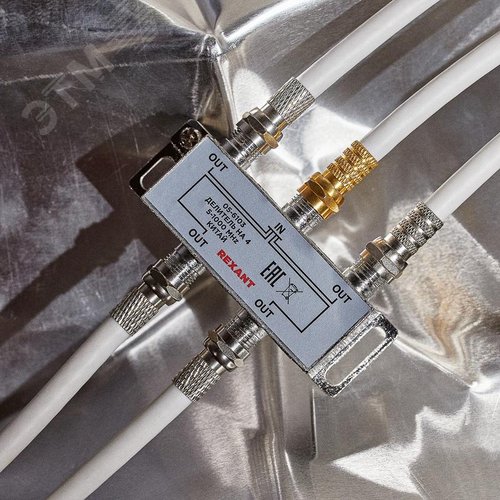 Делитель ТВ х 4 + 5шт. F BOX 5-1000 МГц Silver, - фото 2