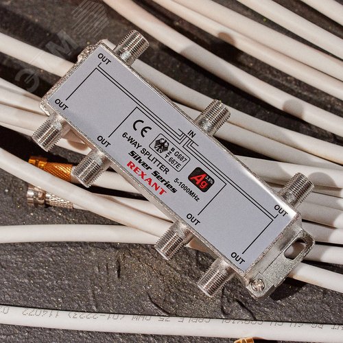 Делитель ТВ краб x 6 + 7шт. F BOX 5-1000 МГц Silver, - фото 2