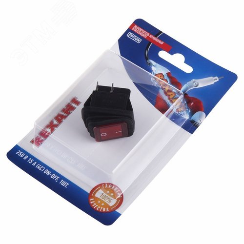 Выключатель клавишный 250V 15А (4с) ON-OFF красный с подсветкой ВЛАГОЗАЩИТА (RWB-507) (в упак. 1шт.) | 06-0307-C | REXANT 2