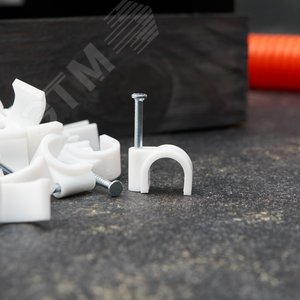 Крепеж кабеля круглый 10 мм, белый (50 шт/уп) 2