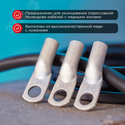 Наконечник ТМЛ 50-12-11 (50 кв мм -  12 мм) ГОСТ 7386-80 5шт, REXANT 2