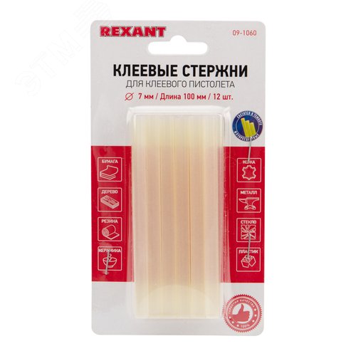 Стержни клеевые диаметр 7 мм, 100 мм, прозрачные светящиеся (упак - 12 шт.) - фото 3