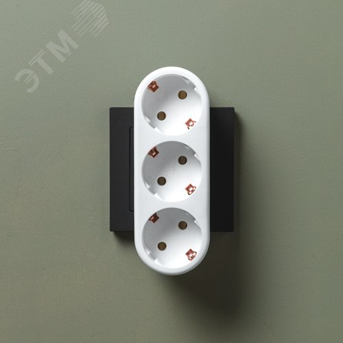 Тройник электрический линейный 16 А вертикальный с заземлением, белый 2