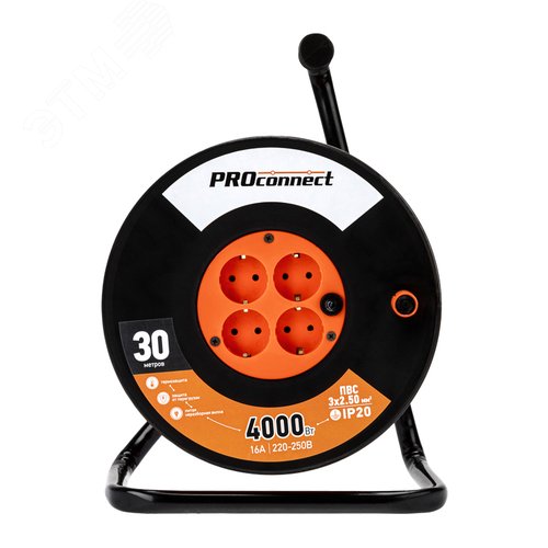 Удлинитель силовой на катушке 4 гнезда с/з 30 м 3х2,5 мм2 PROFESSIONAL 2