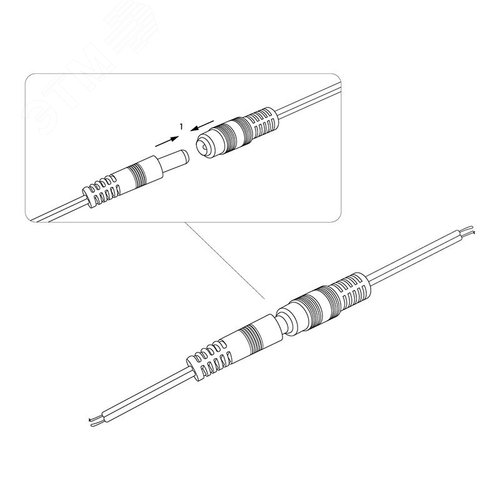 Разъем питания гнездо 2.1х5.5 с проводом 20см (etm14-0310) 2