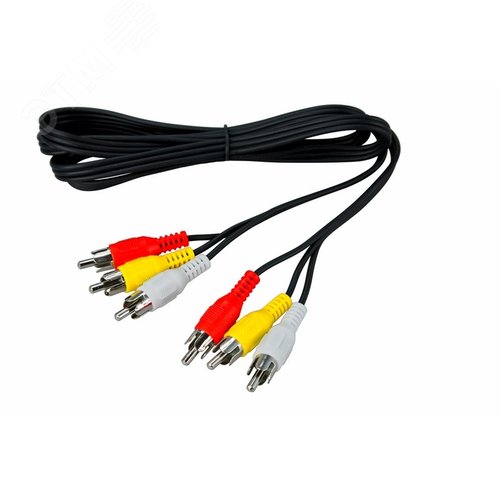 Шнур 3 RCA - 3 RCA, длина 1,5 метра, черный | 17-0202 | REXANT - фото 2
