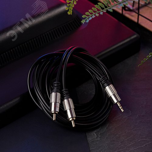 Аудио кабель 3.5 мм - 2 RCA, 1,5 м, GOLD-металл - фото 2