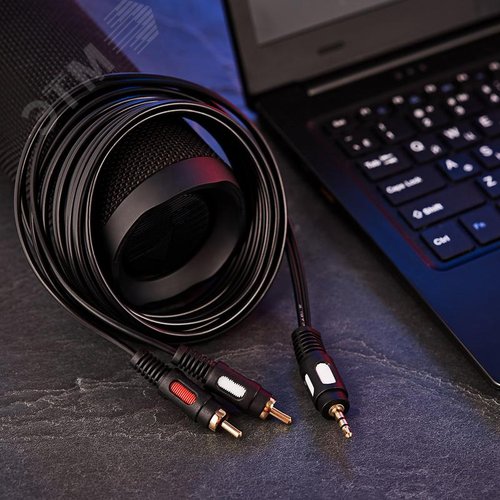 Аудио кабель 3.5 мм - 2 RCA, 3 м, GOLD - фото 2