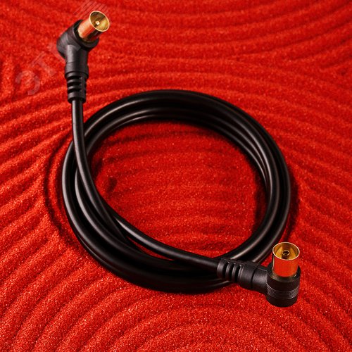 Шнур ТВ гнездо - ТВ штекер, угловой, 1,5 м, черный 2