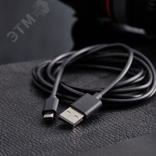 Кабель micro USB (male) штекер - USB-A (male) штекер, длина 1,8 метра, черный (PE пакет) | 18-1164-2 | REXANT - фото 3