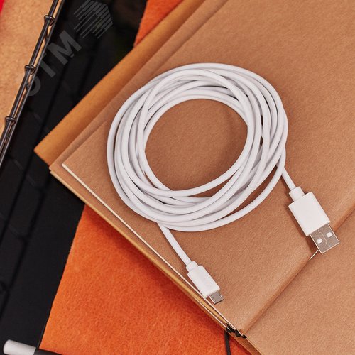 Кабель USB (шт. micro USB - шт. USB A) 3 метра, серый, 18-1166, - фото 2
