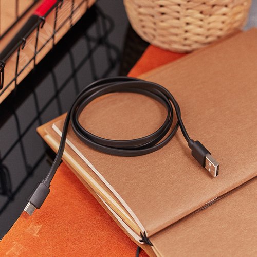 Кабель USB-Type-C, 2,4A, PVC, flat, 1mУстройство зарядное, 18-1888, - фото 2