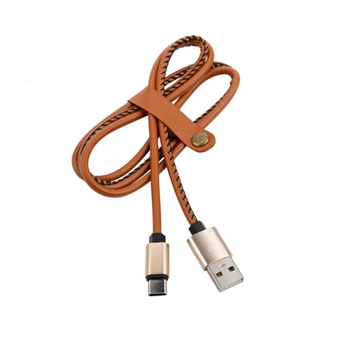 Кабель USB-Type-C, 2A, leather, brown, 1mУстройство зарядное, 18-1897, - фото 2