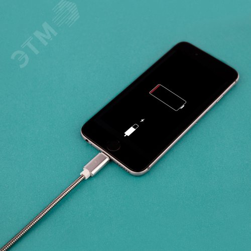 Кабель USB-Lightning для iPhone, metall, steel color, 1m, 18-4247, - фото 3