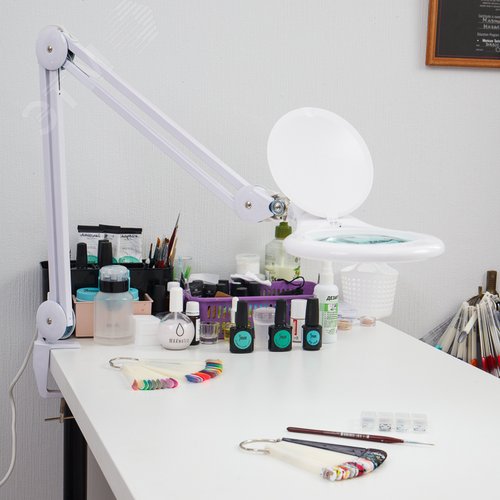Лупа на струбцине 5D с подсветкой 56 SMD LED, d-127мм, белая - фото 3