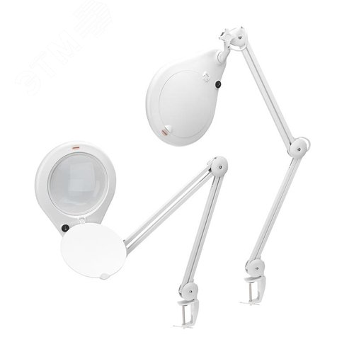 Лупа на струбцине 5D с подсветкой 84 LED, d-178мм, белая - фото 2