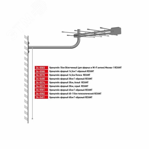 Кронштейн 10 см облегченный,для эфирных и Wi-Fi антенн, Москва-1, 2