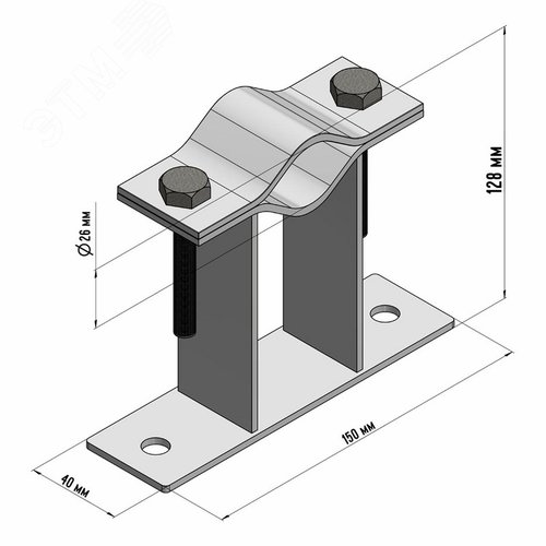 Кронштейн для мачт плоский 100 мм П-образный, 2