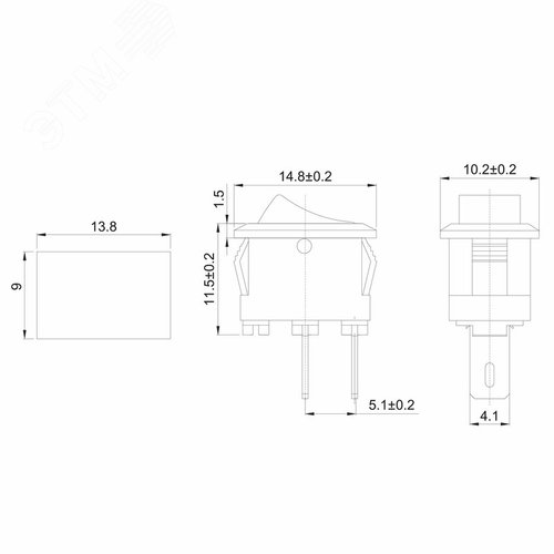 Выключатель клавишный 250V 3А (2с) ON-OFF черный Micro | 36-2010 | REXANT - фото 2