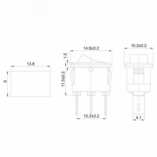 Выключатель клавишный 250V 3А (3с) ON-ON красный Micro | 36-2031 | REXANT 2