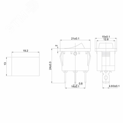Выключатель клавишный 250V 6А (3с) ON-OFF красный с подсветкой Mini | 36-2150 | REXANT - фото 2