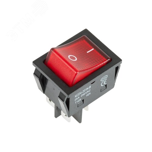 Выключатель клавишный 250V 25А (4с) ON-OFF красный с подсветкой | 36-2343 | REXANT - фото 2