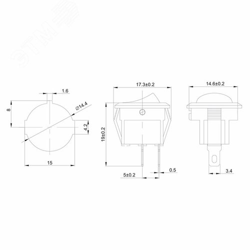 Выключатель клавишный круглый 250V 3А (2с) ON-OFF красный Micro | 36-2511 | REXANT 2