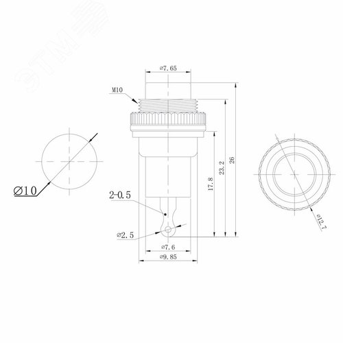 Выключатель-кнопка металл 220V 2А (2с) (ON)-OFF ?10.2 черная Mini | 36-3330 | REXANT - фото 2