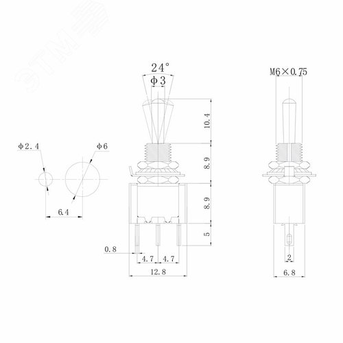 Тумблер 250V 3А (3c) ON-ON однополюсный Micro | 36-4010 | REXANT - фото 2