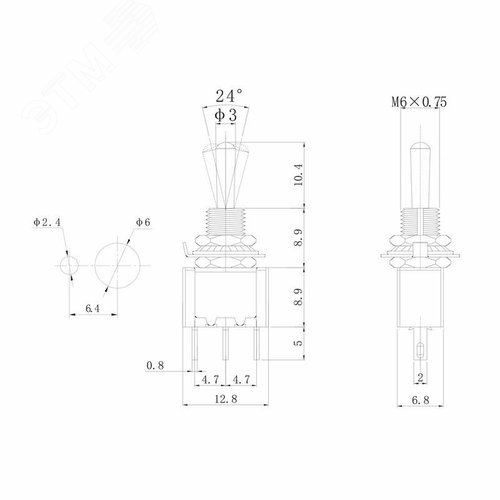 Тумблер 250V 3А (3c) ON-OFF-ON однополюсный Micro | 36-4011 | REXANT - фото 2