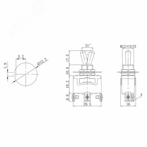 Тумблер 250V 15А (3c) ON-OFF-ON однополюсный (KN-103) Индивидуальная упаковка 1 шт | 36-4112-1 | REXANT - фото 2