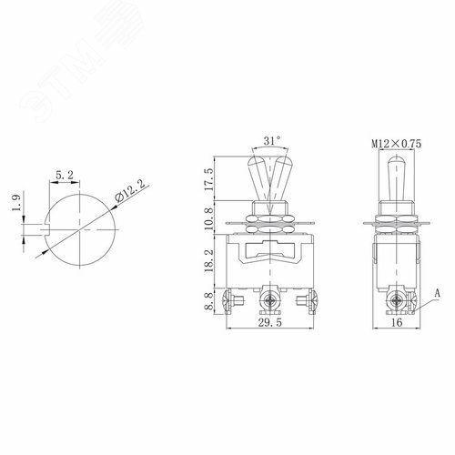 Тумблер 250V 15А (3c) (ON)-OFF-(ON) однополюсной | 36-4152 | REXANT - фото 2