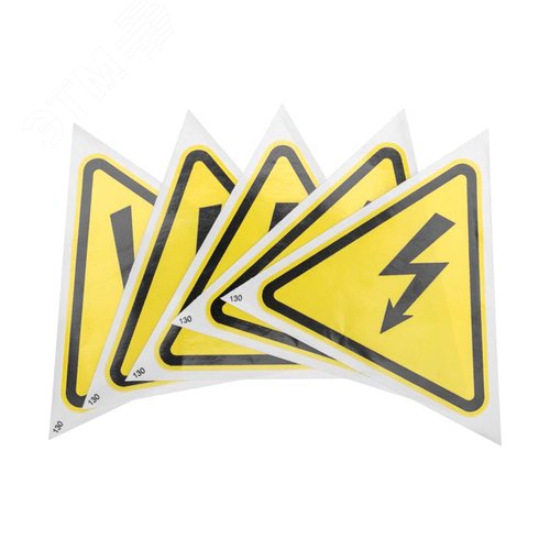 Наклейка знак ''Опасность поражения электротоком'' 130х130х130 мм 5шт., REXANT 3