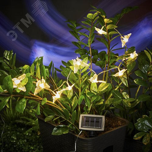 Каскад Lamper Полет бабочки LED 2,5 м с выносной солнечной панелью и аккумулятором, холодное белое свечение - фото 3