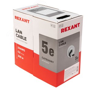 Кабель UTP 4PR 24AWG CAT5e 305м OUTDOOR | 01-0045 | REXANT - фото 4