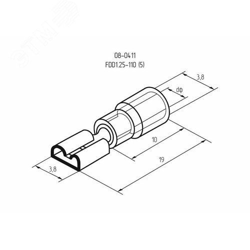 Клемма плоская изолир РПи-м 1.5-(2.8) РпИм 1,25-250 гнездо 3.8 мм 0.5-1.5 кв мм, REXANT - фото 3