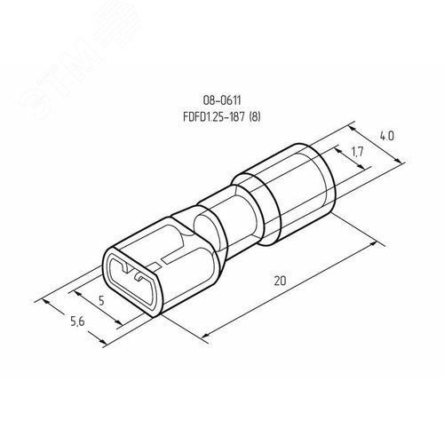 Клемма плоская полностью изолир РППи-м 1.5-(4.8) РпИмп 1,25-5-0,8 гнездо 5.6 мм 0.5-1.5 кв мм, REXANT - фото 2