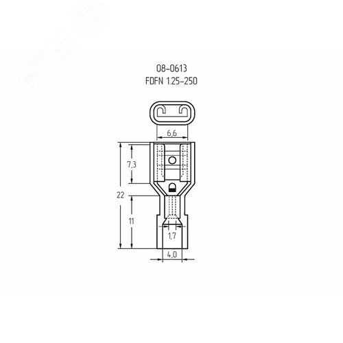 Клемма плоская полностью изолир в нейлоне РПи-м(н) 1.5-(6.3) РпИм-н 1,25-7-0,8 гнездо 6.6 мм, 0.5-1., REXANT - фото 2