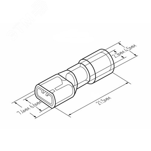 Клемма плоская полностью изолир термоусаживаемая РПи-м-т 2.5-(6.3) РпИм-т 2-7-0,8 гнездо 6.6 мм 1.5-, REXANT - фото 2