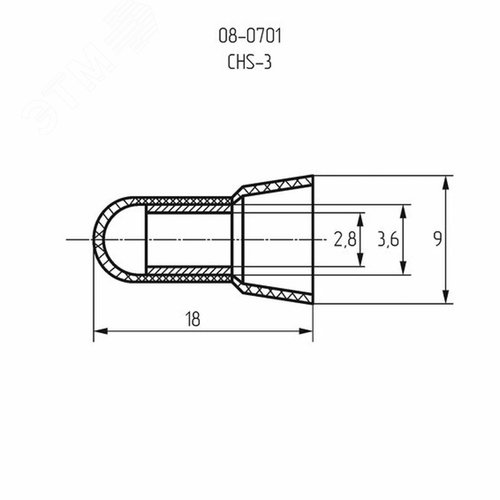 Заглушка концевая изолир КИЗ-1,  2,8 мм (1,0-2,5 кв мм), REXANT 2