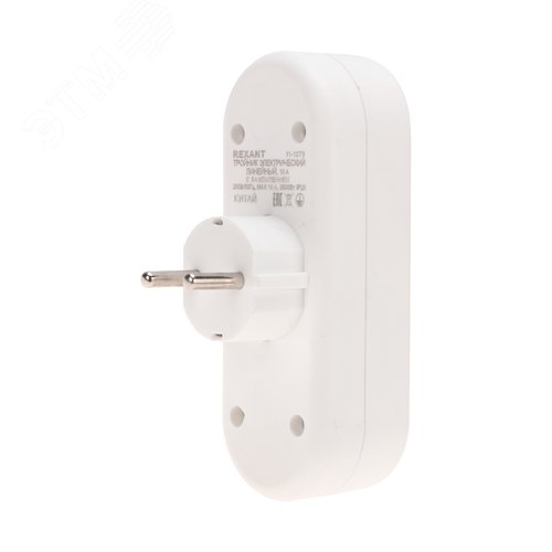 Тройник электрический линейный 16 А вертикальный с заземлением, белый 3