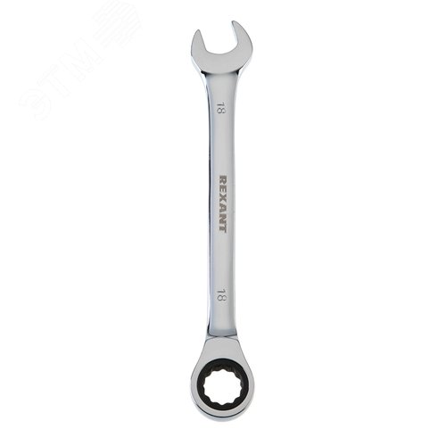 Ключ комбинированный трещоточный 18 мм, CrV, зеркальный хром 2